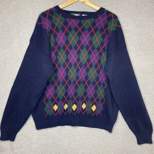 Jantzen Classic argyle grandpacore crew neck sweater mens XL preppy classic 90s